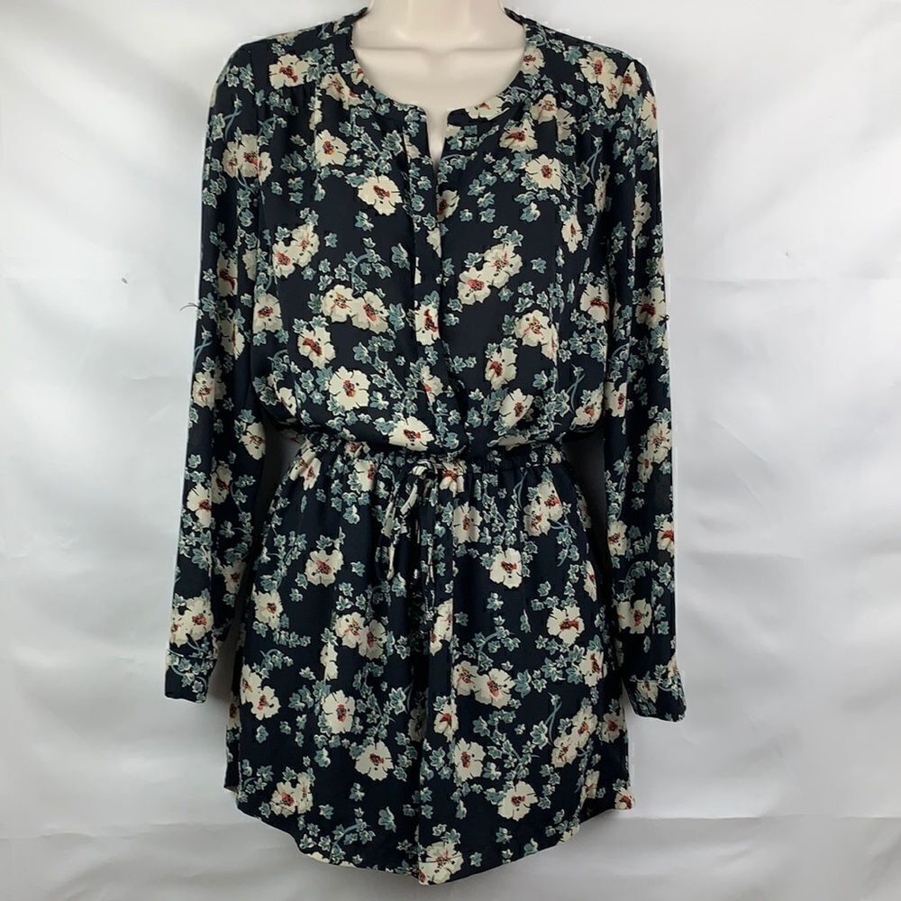 Daniel Rainn Black floral print long sleeve romper